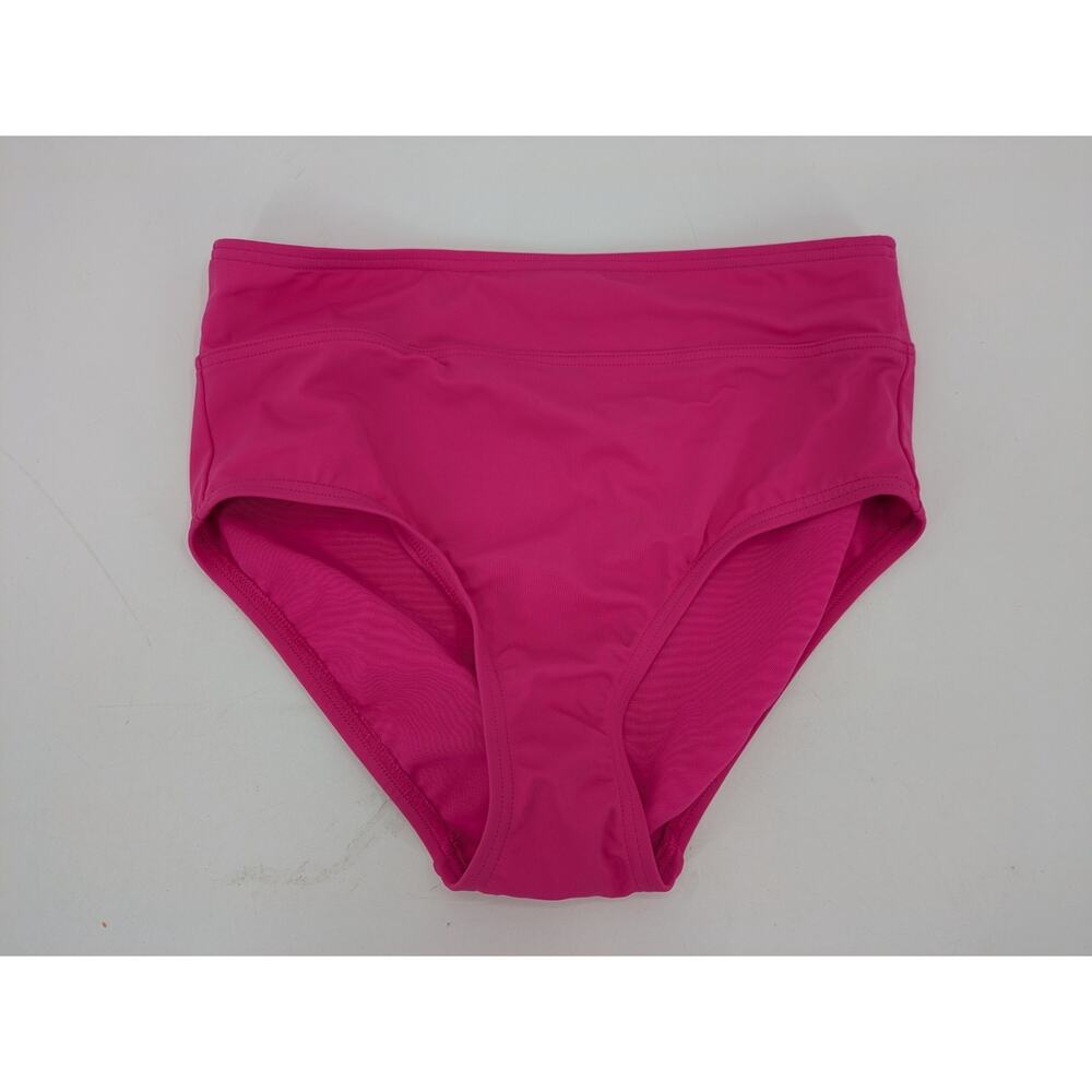 Lands' End Women's High Waist Waisted Bikini Bottom Swim Pink Azalea XS *NEW*